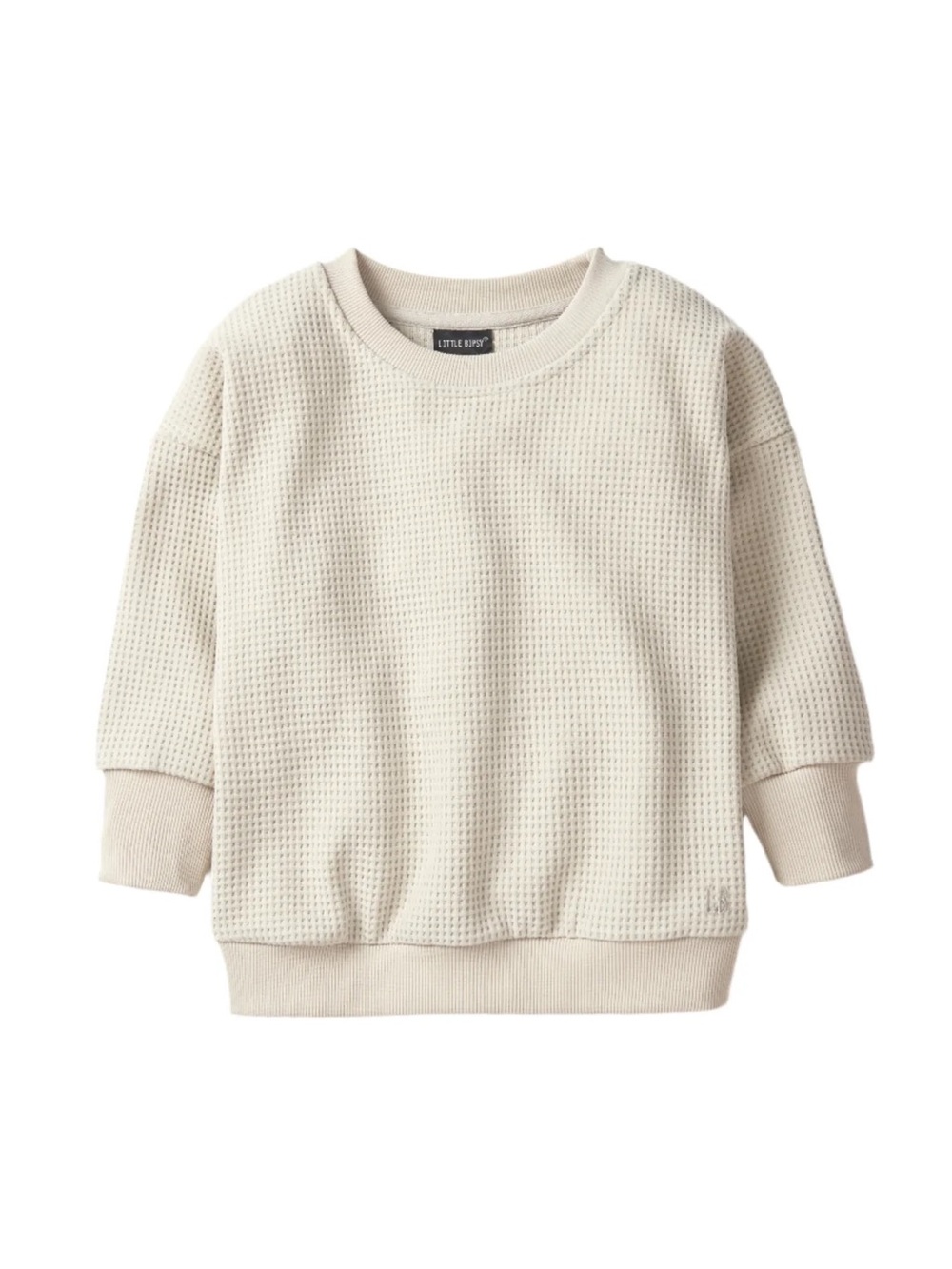 Little Bipsy Neutral Cream Ribbed Neck Waffle Top